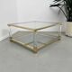 Table basse lucite, laiton et verre années 70