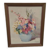 Tableau ancien bouquet de fleurs