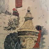 Painting Saint Paul de Vence, the old fountain, 20th century