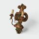 Pair of Polychrome Carved Wood Wall Lights with Vase and Acanthus. Arm in Iron.