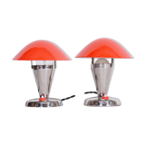 Paire de lampes de table Napako rouges fabriquées en Tchéquie des années 1930