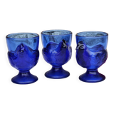 Set of glass hen egg cups