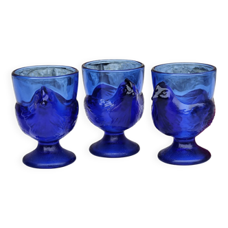 Set of glass hen egg cups