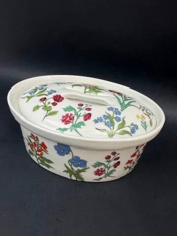 Oval terrine, Paris porcelain, Herbier model