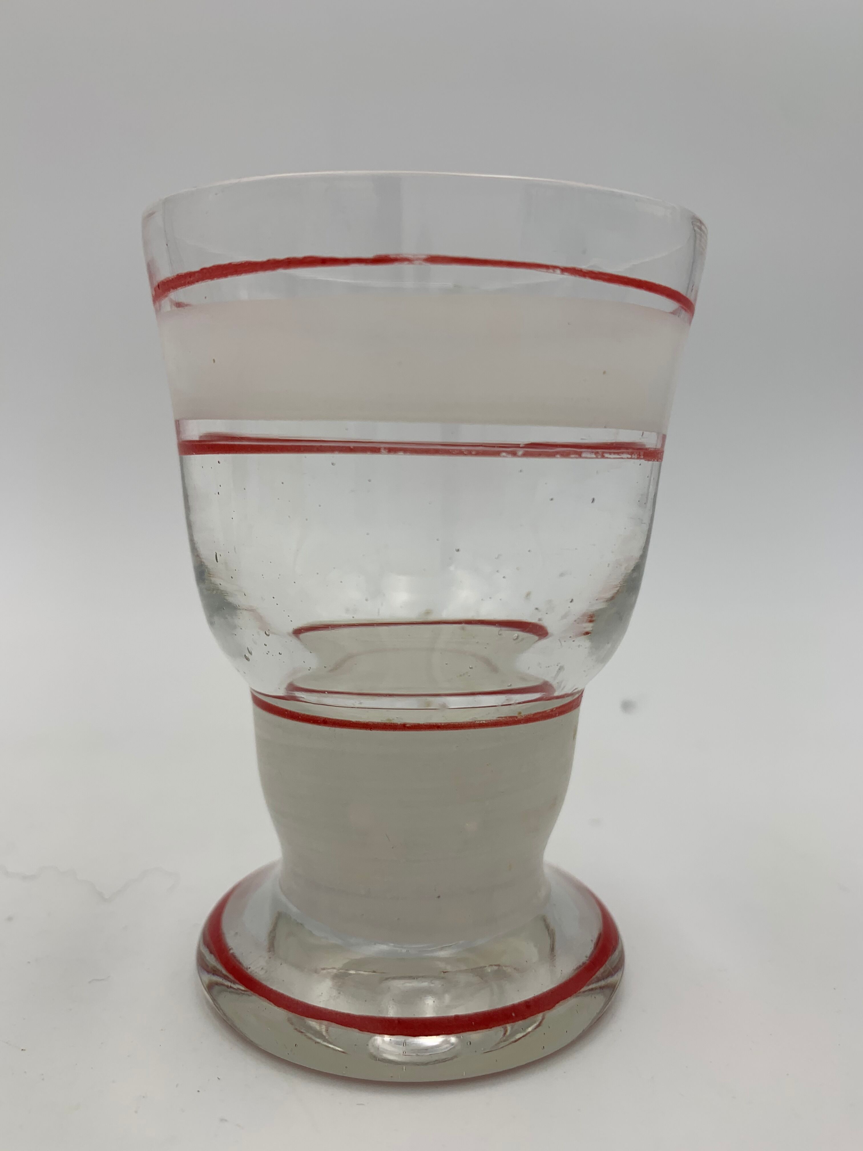 Set of 14 vintage glasses, 3 different sizes, white and red decorations - 1950s