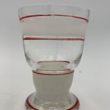 Service de 14 verres vintage, 3 tailles différentes, décors blanc et rouge - Années 1950