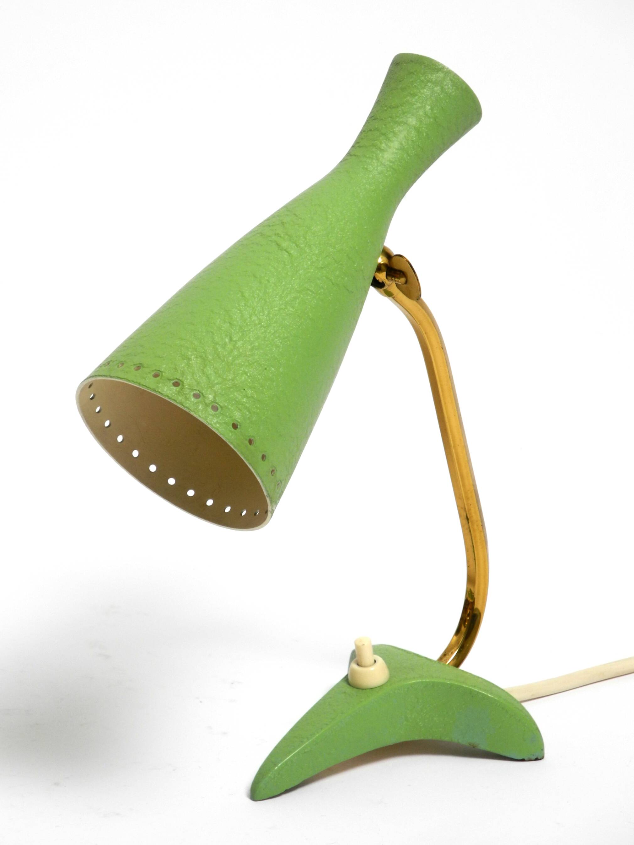 Pair of beautiful green Mid Century Modern Diabolo crow's foot table lamps