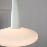 Mid-century italian brass and opaline hat pendant lamp