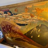 Art Deco headboard in wood and marquetry