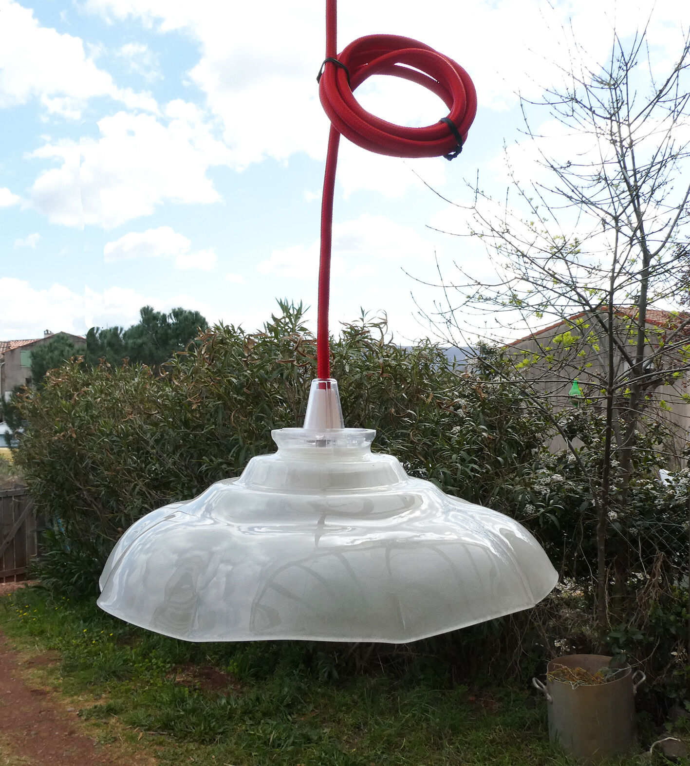 Old hanging lamp, shade glass lamp vintage