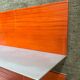 Pair of contemporary wall shelves in steel and stained wood