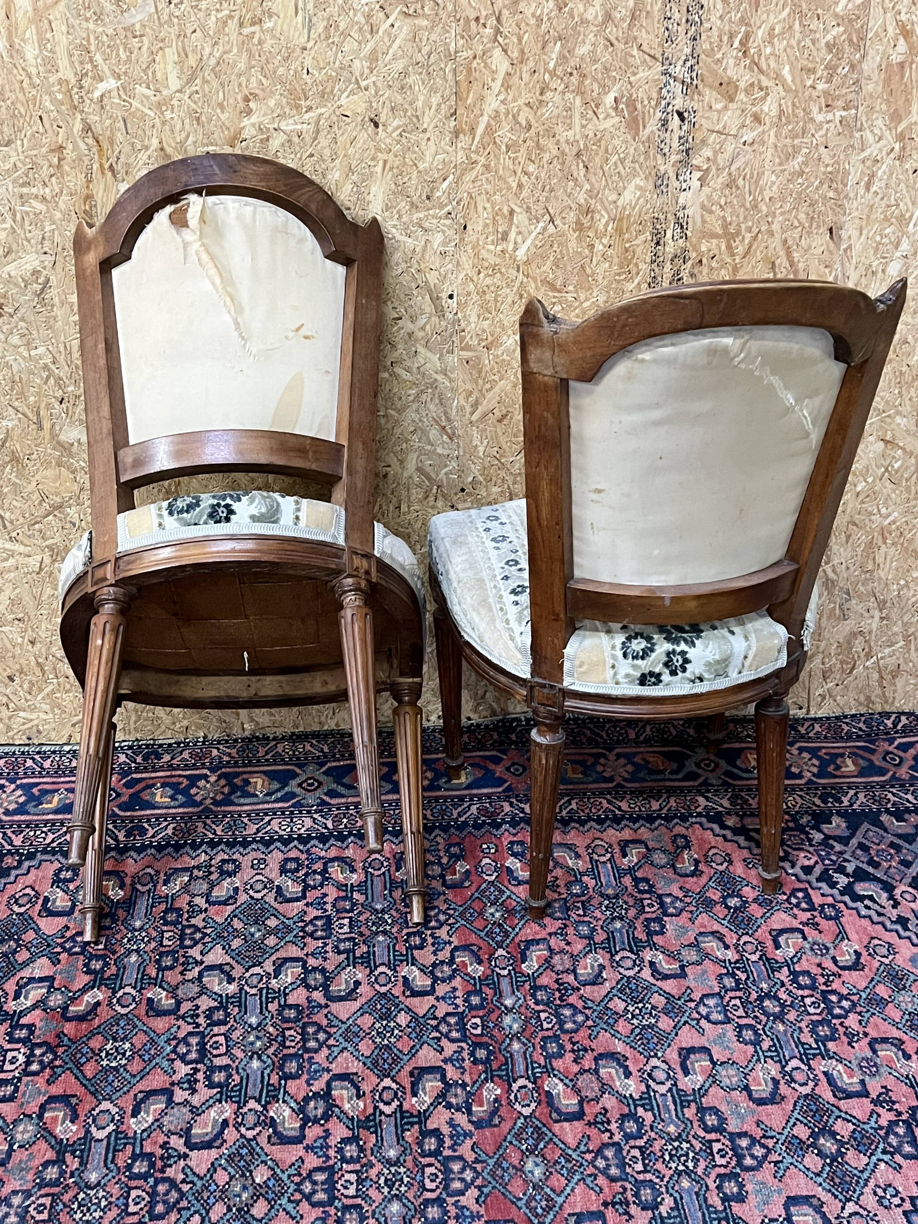 Pair of antique Louis XVI style chairs, beautifully upholstered