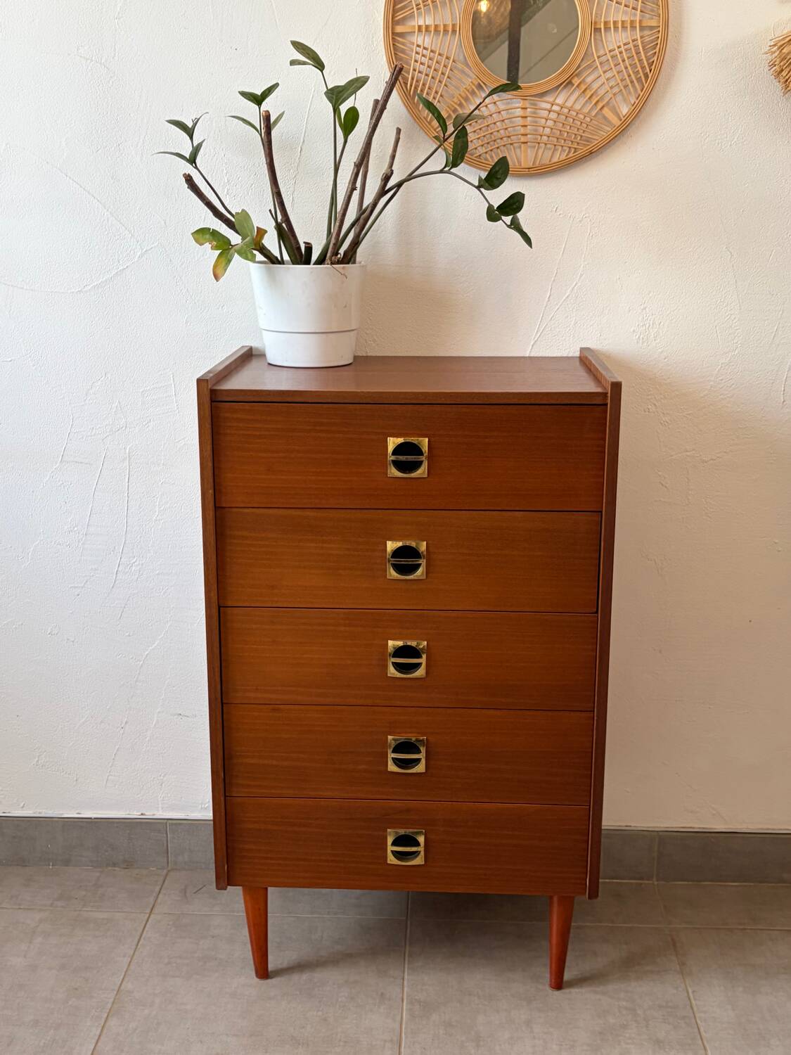 Vintage teak chest of drawers/commode