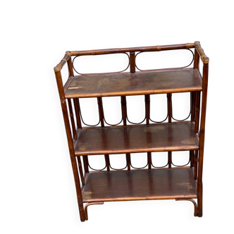 Étagère vintage large rotin et osier