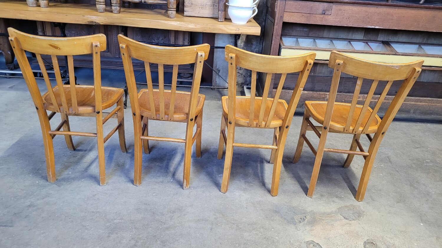 Series of 4 vintage luterma bistro chairs 1950