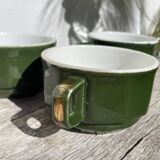 3 dark green bistro tea cups from Caen