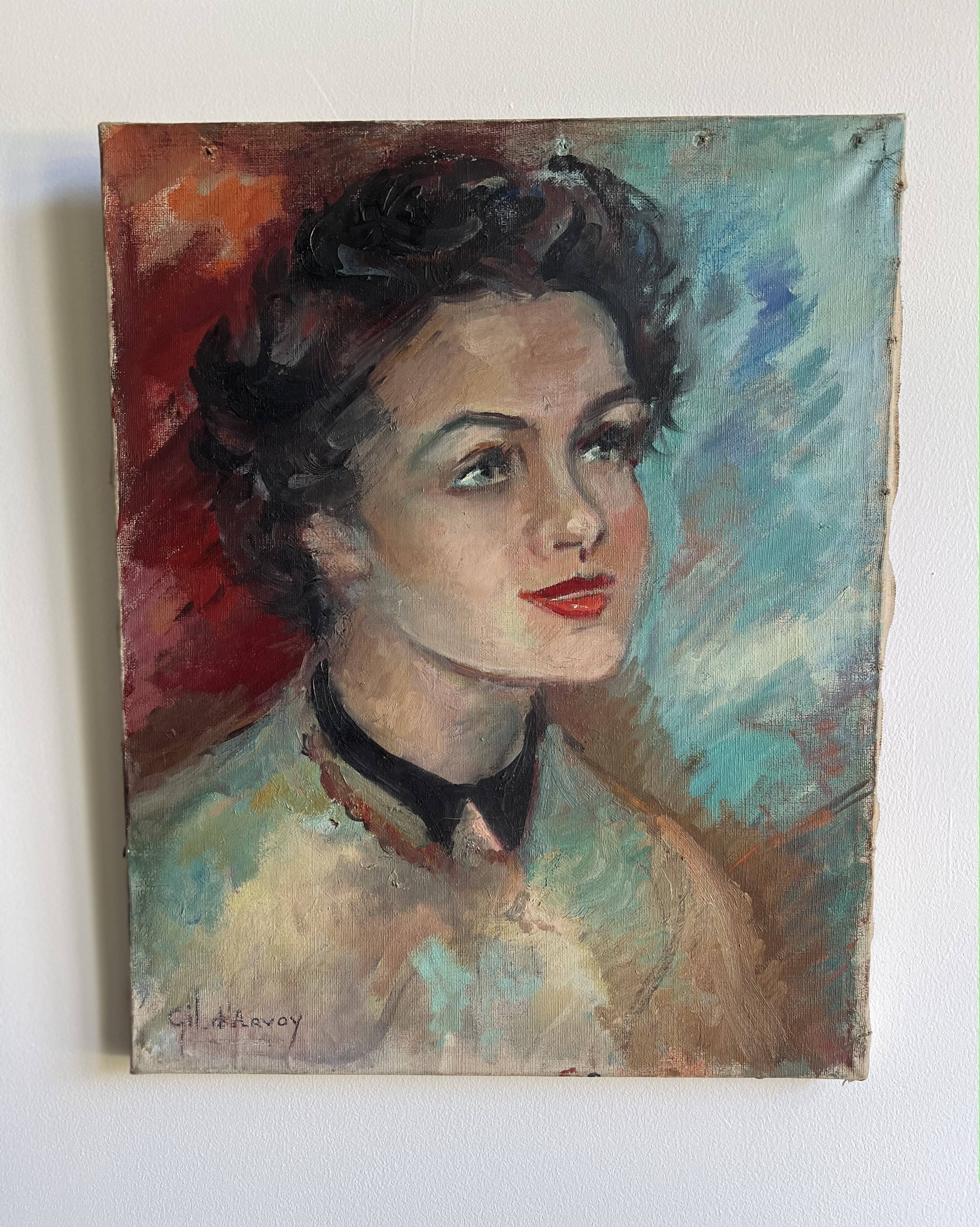 Portrait of a young woman by Gil d'Arvoy. 1950. Oil on canvas