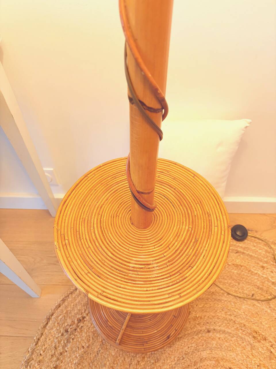 Vintage rattan floor lamp