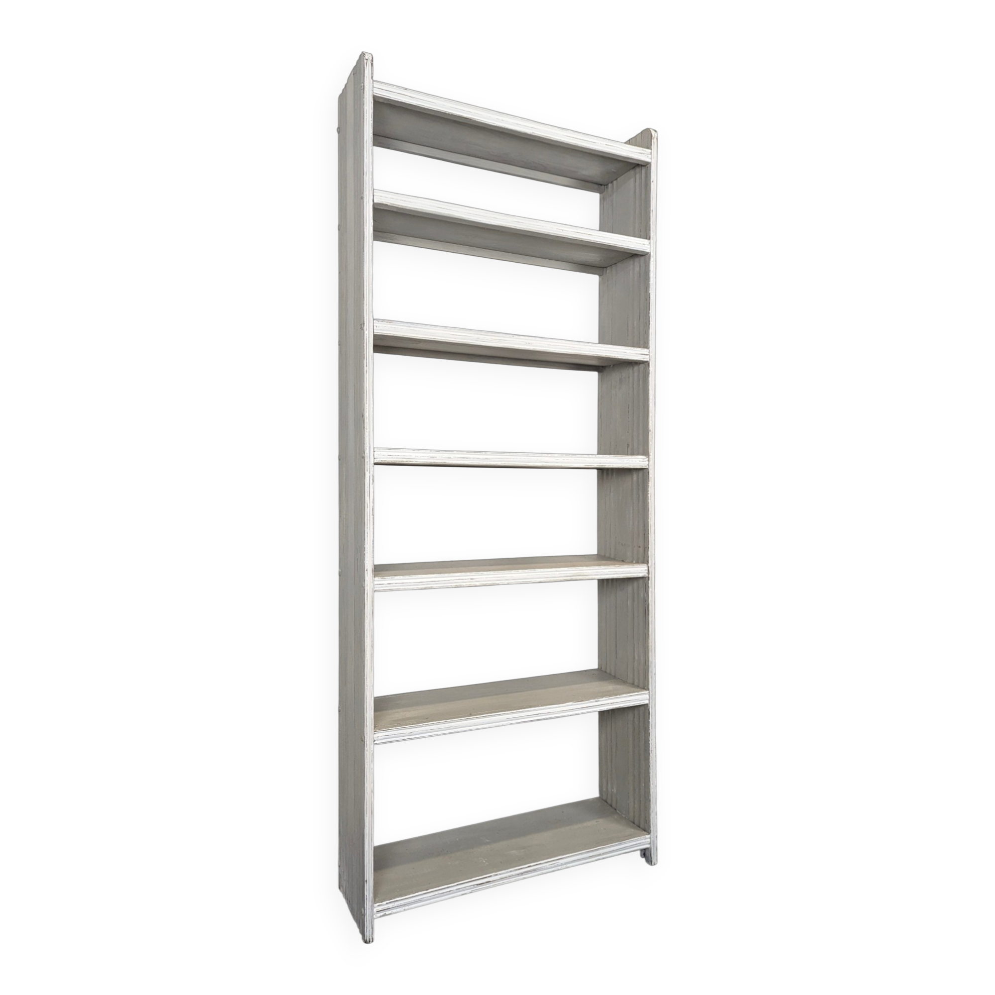 Grande étagère bibliothèque en bois peint blanc