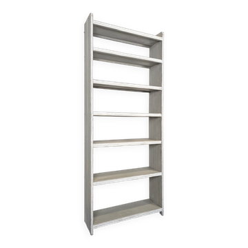 Grande étagère bibliothèque en bois peint blanc