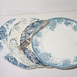 Set of 4 mismatched flat plates from different earthenware, iron earth