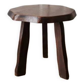 Table d'appoint brutaliste en orme massif, 1950