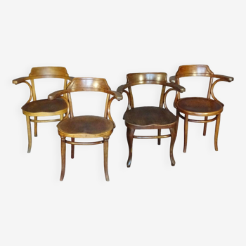 Set of 4 B4 armchairs by Thonet 1910/1930 saddle seat
