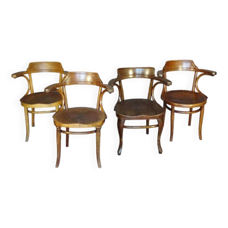 Set of 4 B4 armchairs by Thonet 1910/1930 saddle seat