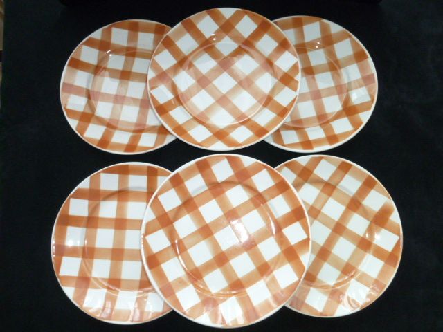 Set of 6 flat plates Badonviller Decoration yellow tiles