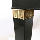 Lacquered Beech Dining Table in the style of Paolo Buffa with Taupe Glass Top