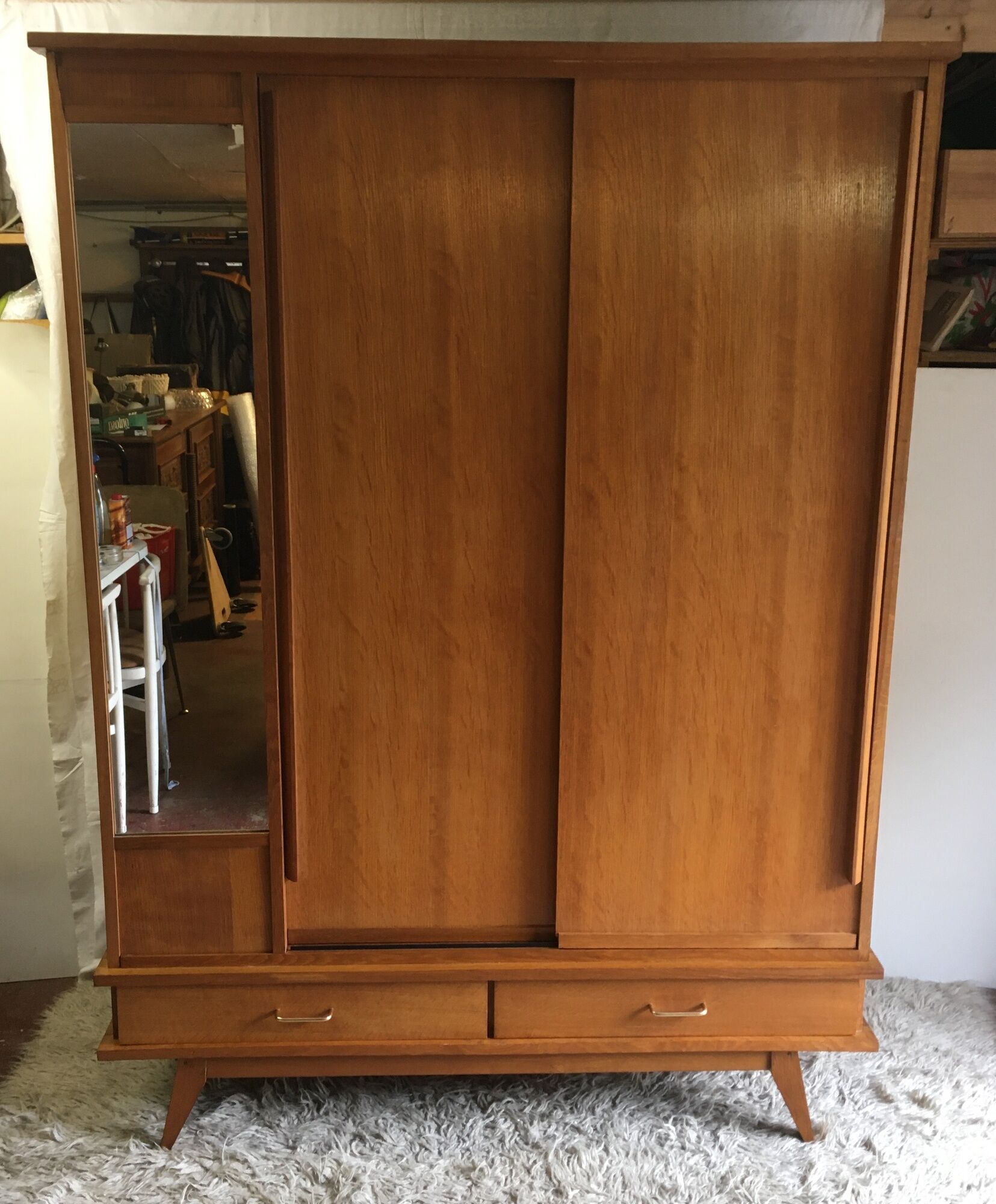 Compas feet and sliding doors cabinet - 1950s