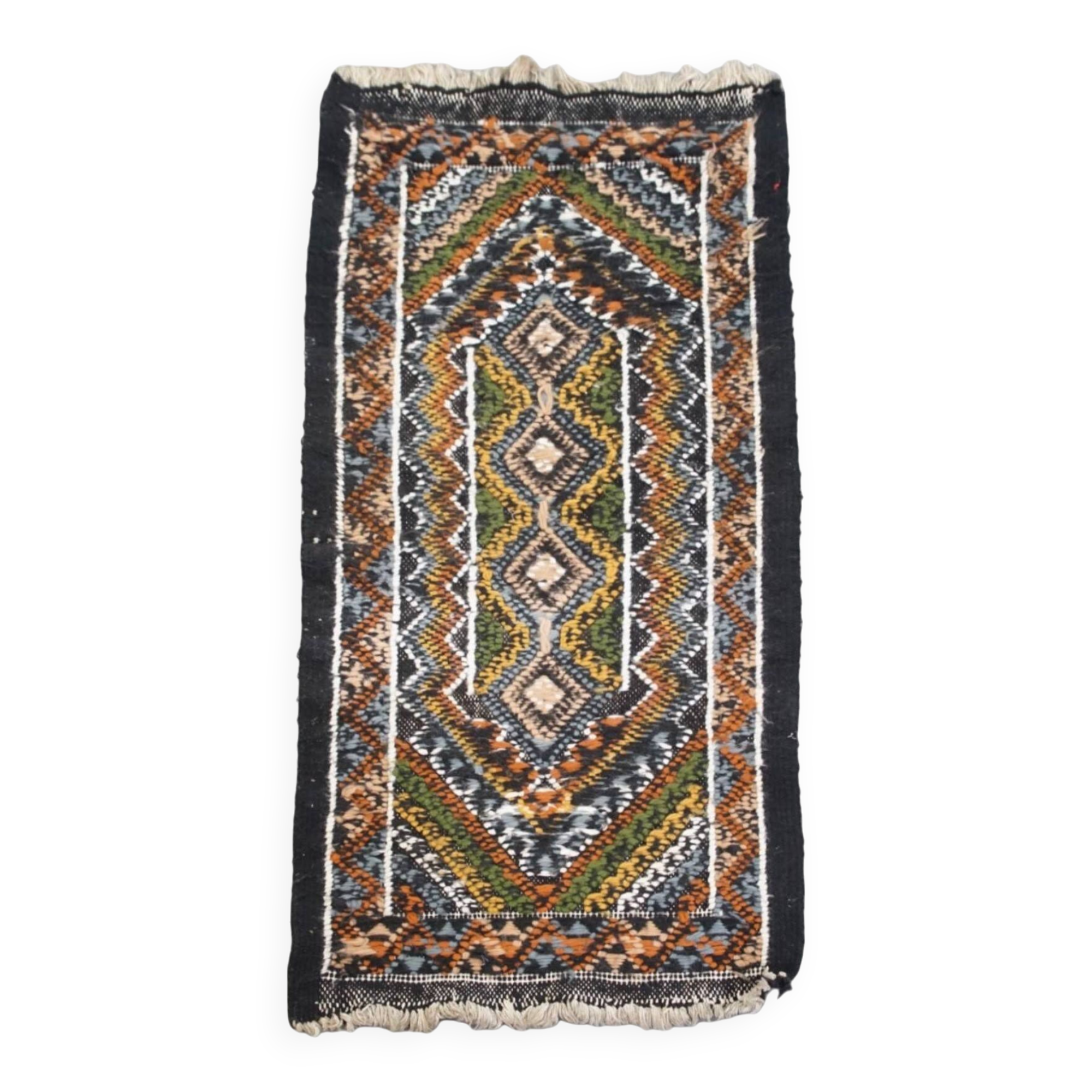Tapis coloré noué à la main avec motif – 108x50 cm