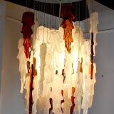 Two-tone waterfall chandelier Poliarte by Albano Poli, Murano, 1970, Italy
