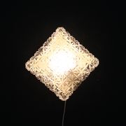 Square ceiling light in old glass thick, 70s