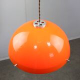 Space Age Italian Orange Plexiglass Pendant Lamp, 1970s