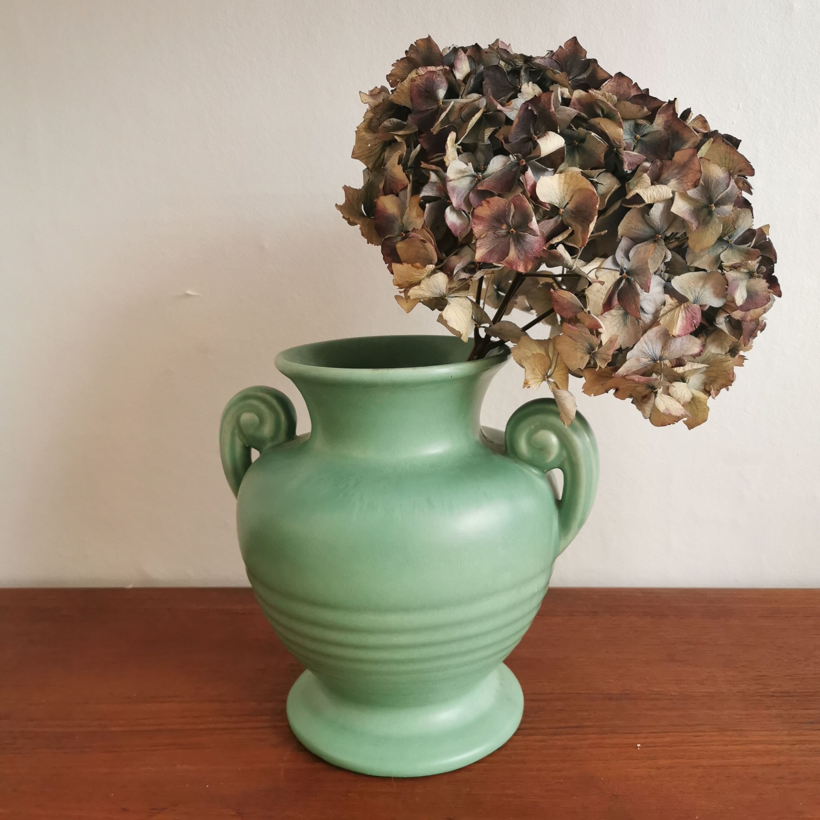 Jade green ceramic vase 40s