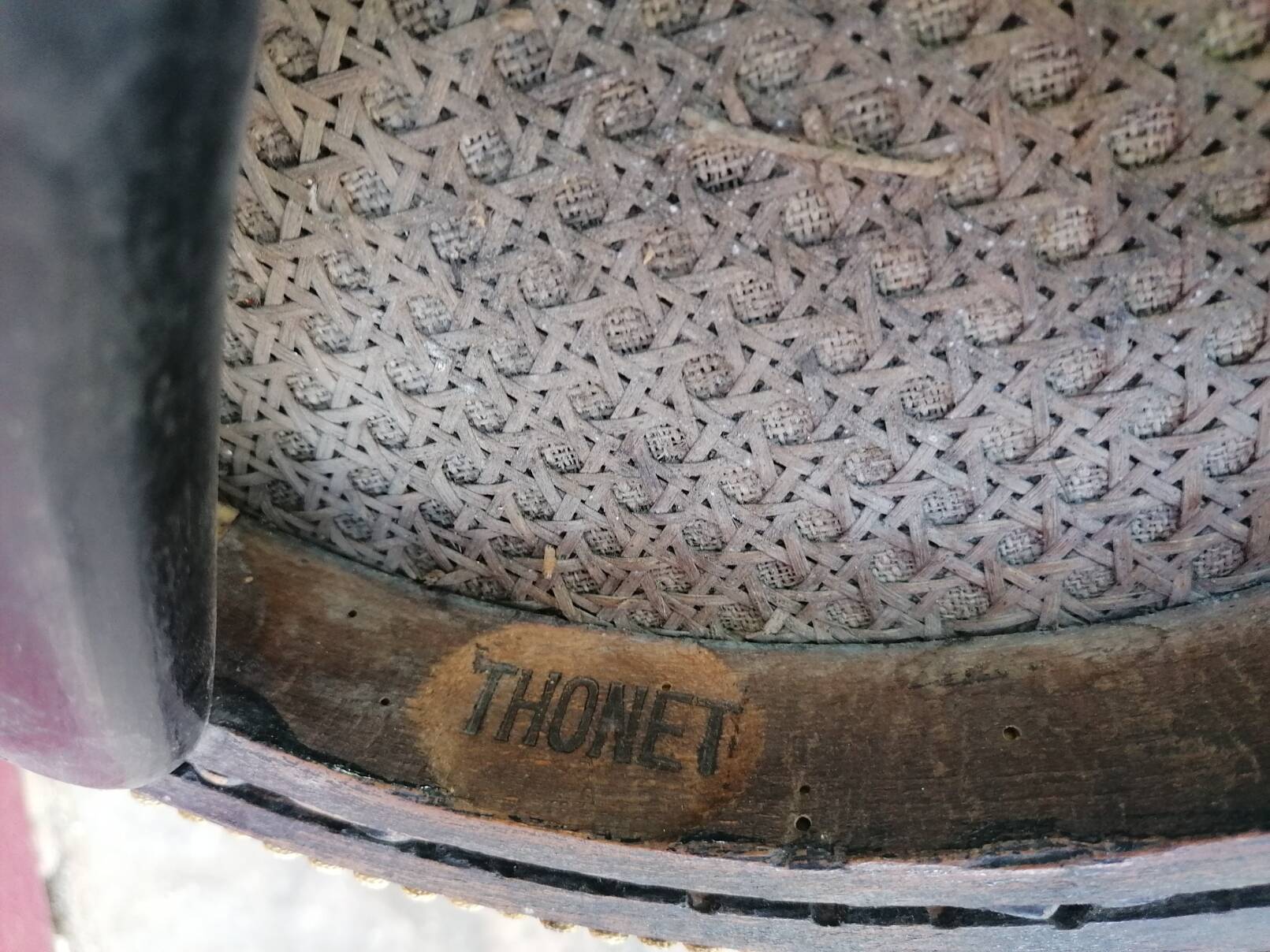 Thonet wooden screw stool. Revamped Empire style.