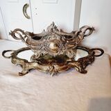 French Art Nouveau planter and "above all" in silver-plated metal and mirror dating from 1900 or earlier