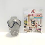 Iridiscent Transparent and Black Scavo Glass Vase attr. to Cenedese, Italy