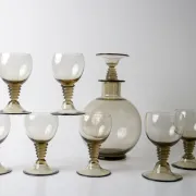 Art deco Traditie decanter with 7 glasses by W.J. Rozendaal – Kristalunie