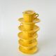 Set of 5 Badonviller lemon yellow cups and saucers, 1960