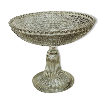 Fruit bowl on foot or crystal compote bowl, Val Saint Lambert style