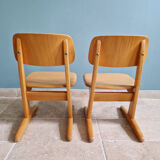 Pair of children's chairs by Casala in solid beech, 1960s.