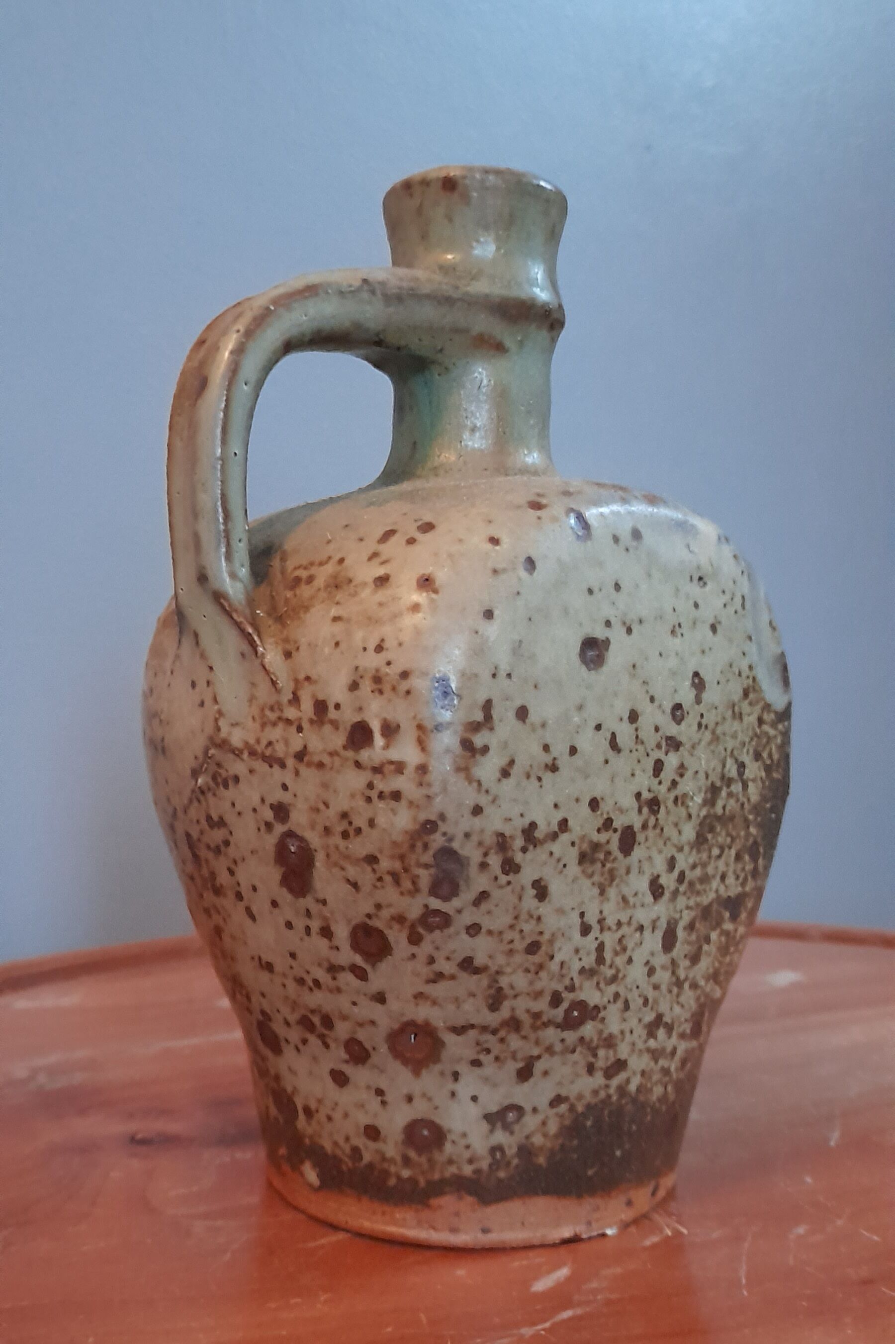 Pichet cruche en grès pyrité brun brut et épuré mid century