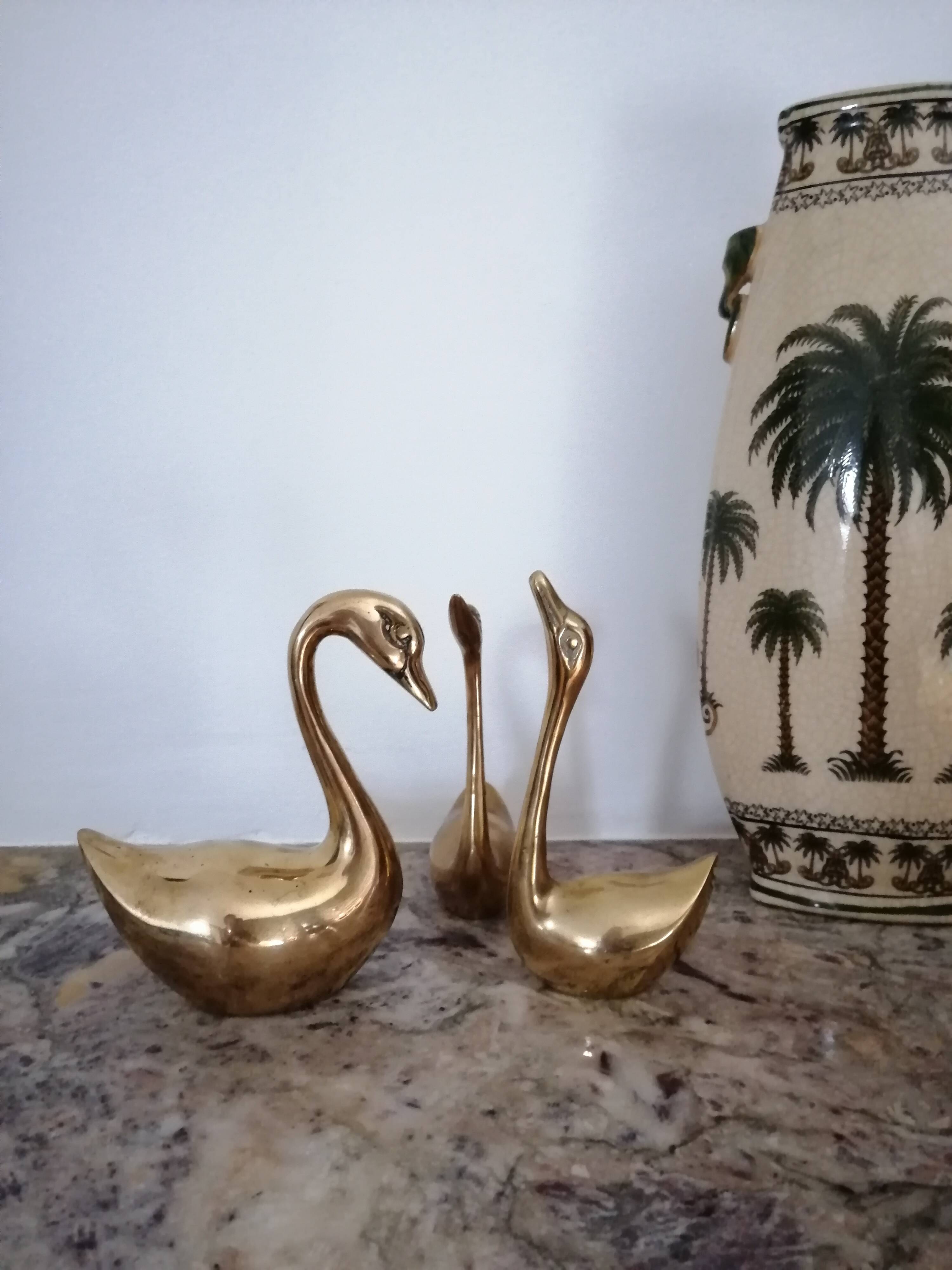 Trio of ducks gilded brass