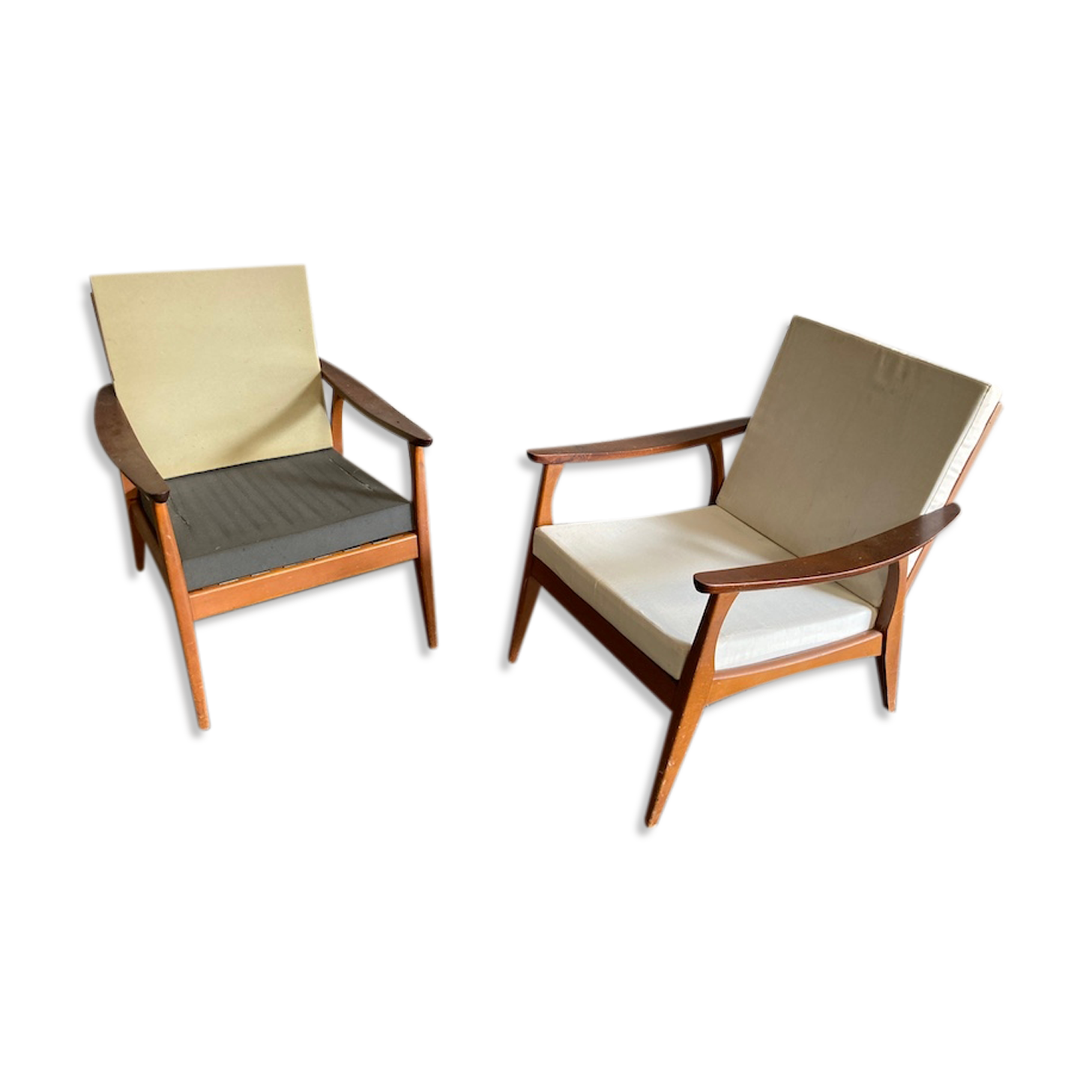 Pair of Scandinavian teak armchairs