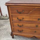 4 drawer chest of drawers in walnut with red marble top from the 19th century