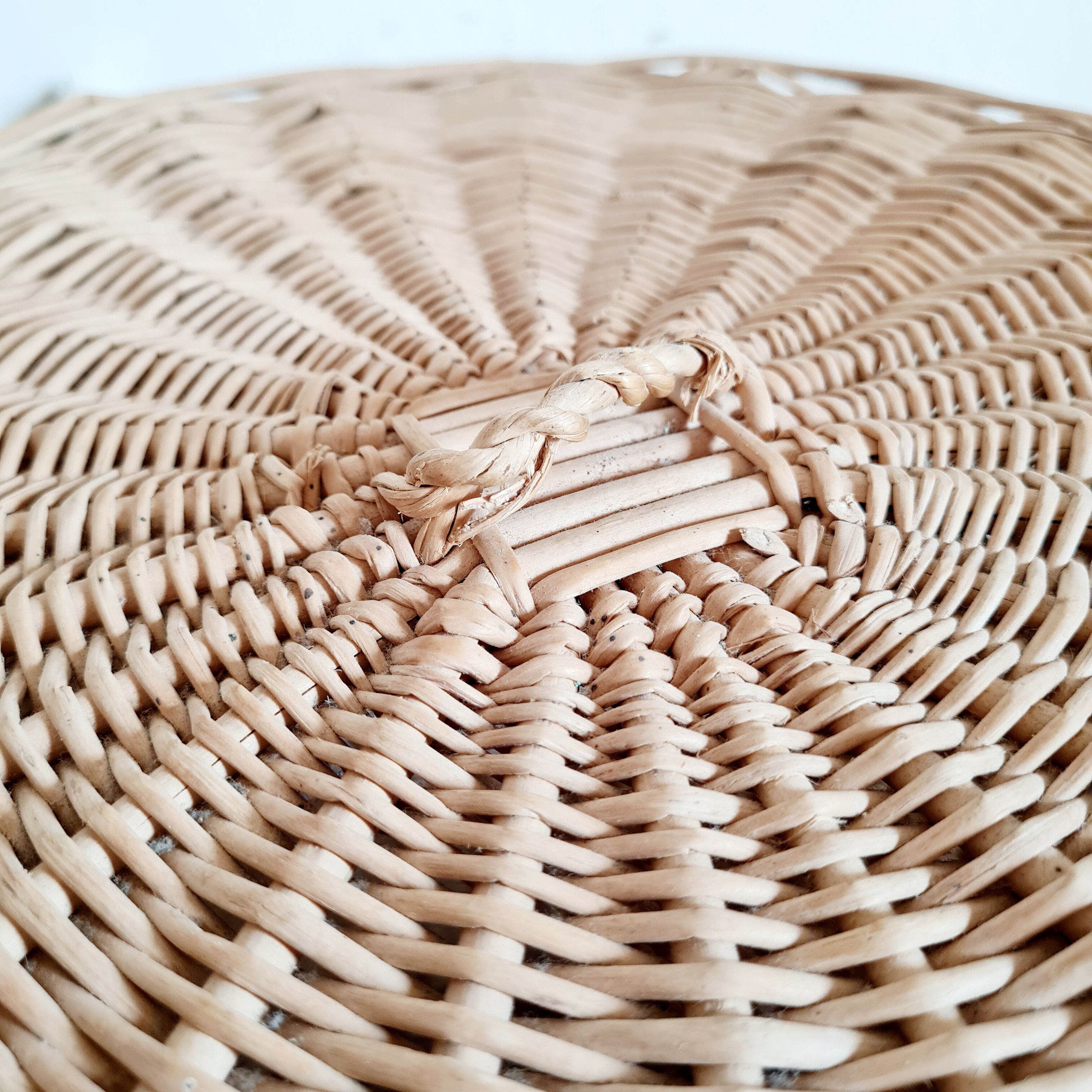 Old rattan laundry basket