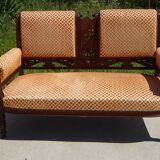 Banquette ancienne, tissu velours