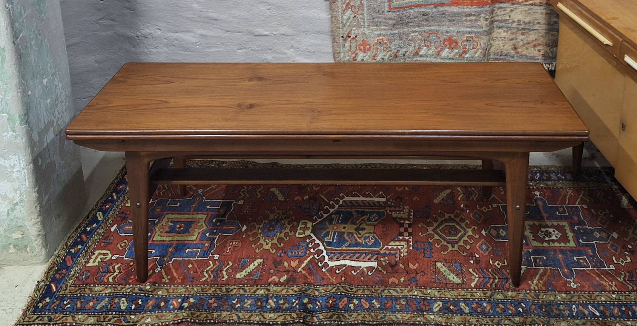 Metamorphic dining / coffee table in teak by Kai Kristiansen, Denmark 1960s